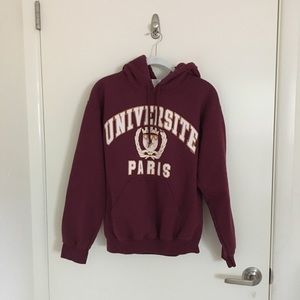 paris university gildan maroon hoodie